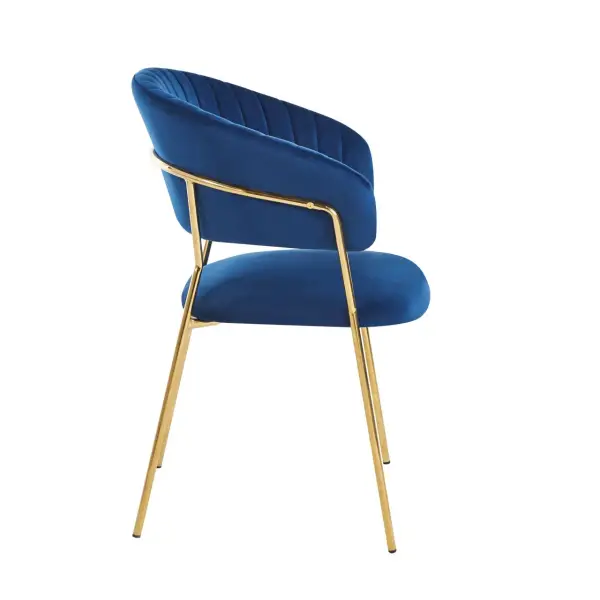 Krzesło tapicerowane niebieski nogi złoty K4-FX 2
